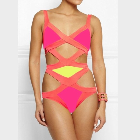 Agent Provocateur Pink and Red One Piece Mazzy Swimsuit - Picture 2 of 8